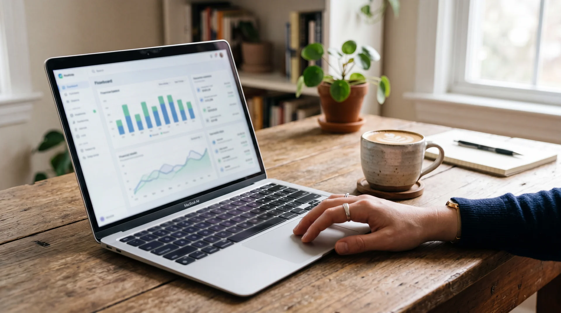 Online dashboard met actuele financiële cijfers op een laptop