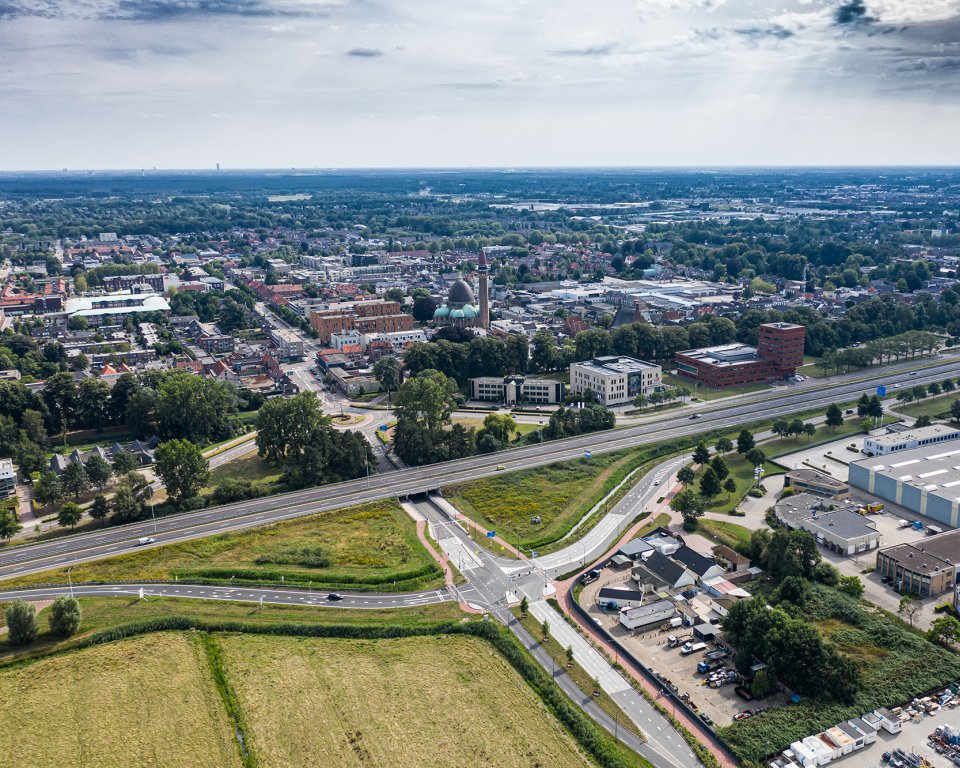 Luchtfoto van Waalwijk, werkgebied van administratiekantoor EVA en Partners